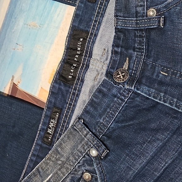 Affliction Blue Distressed Button Jeans‎ Size 34x34 - Picture 2 of 8